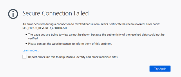 “SEC_ERROR_REVOKED_CERTIFICATE” Error in Mozilla Firefox