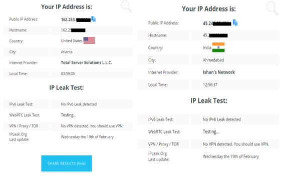Graphic: IP leak check for IP leak test