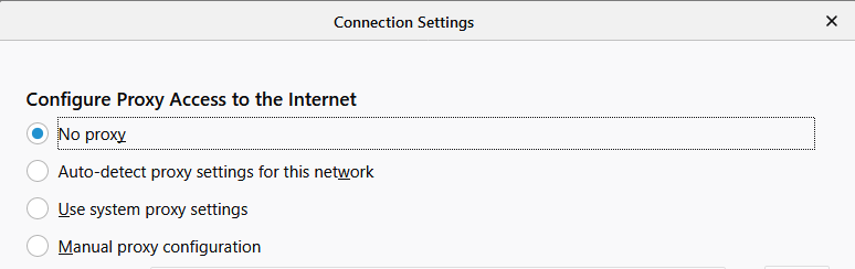 screenshot of the connection settings window