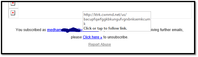 Phishing email examples graphic of an email footer message