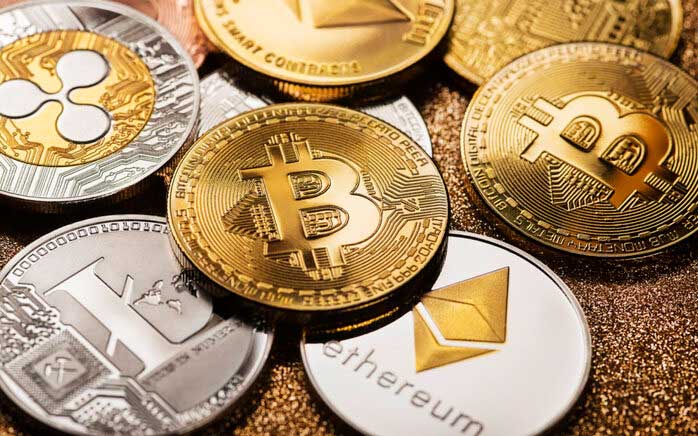 A stock image representing various types of cryptocurrencies