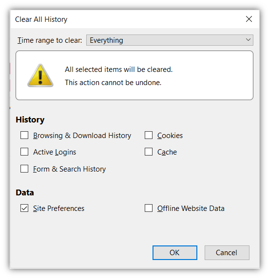 Clear HSTS settings in Firefox