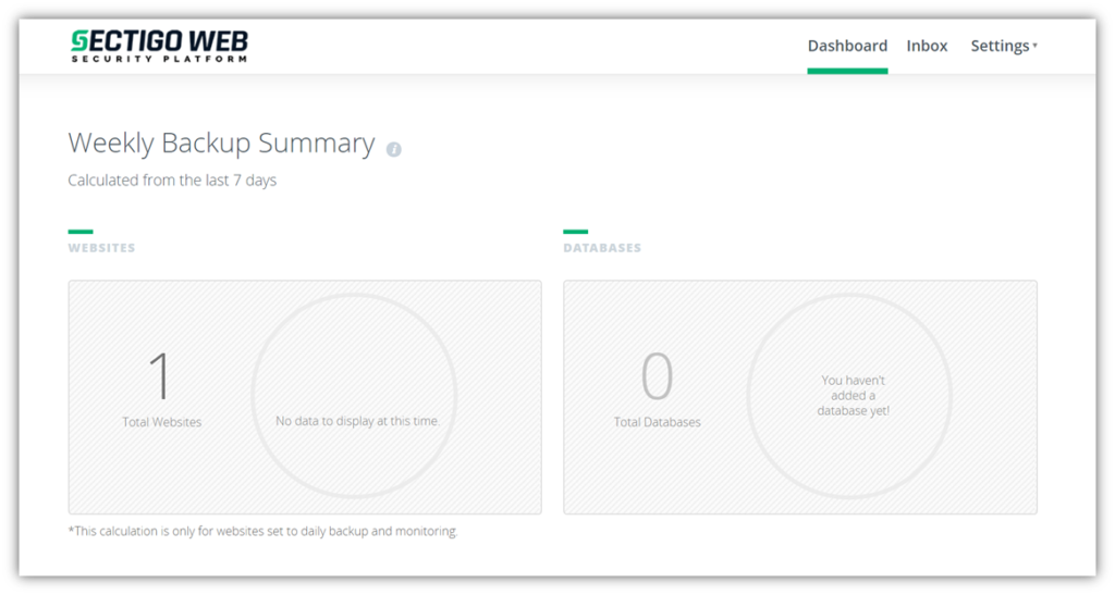 Incremental backup graphic: A screenshot of CodeGuard's administrative dashboard.