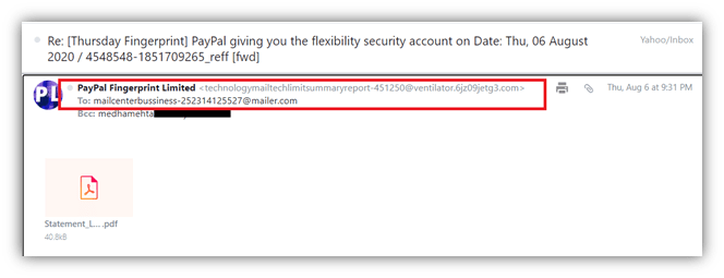 Spam vs phishing graphic example of a phishing email