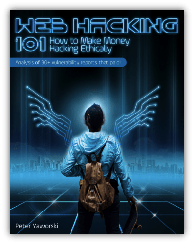 Bug bounty training graphic: A screenshot of the ebook cover of Web Hacking 101