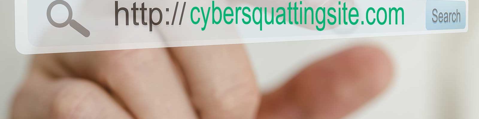 Cybersquatting examples feature image of someone typing a cybersquatting domain address into a search bar