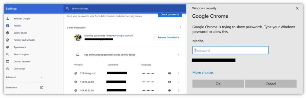 A graphic showing how to protect sensitive data (passwords) by deleting autofill password information from browsers.
