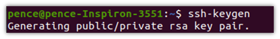 A screenshot of the command that enables you to generate an SSH key in Linux