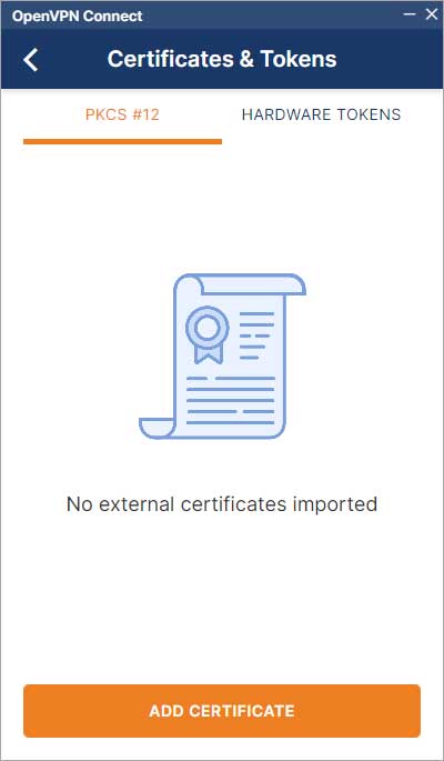 PKI uses and applications example: A screenshot of a VPN that supports certificate-based authentication