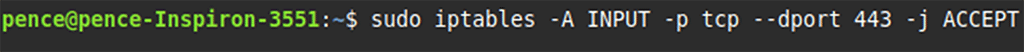 An example demonstrating how to open 443 port using iptables in Linux