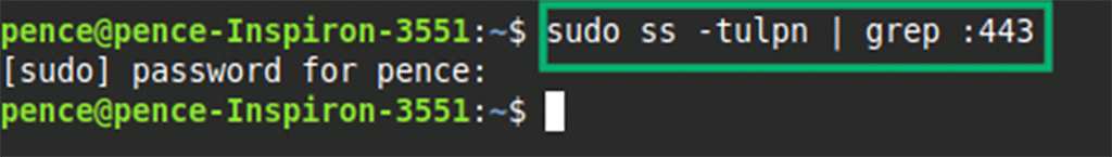 An example demonstrating how to use the ssl-tulpn command in a Linux terminal