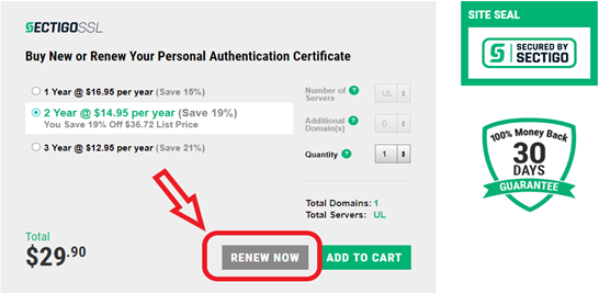  renew email signing certificate