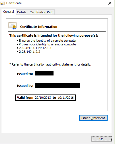 Certificate Details in Google Chrome