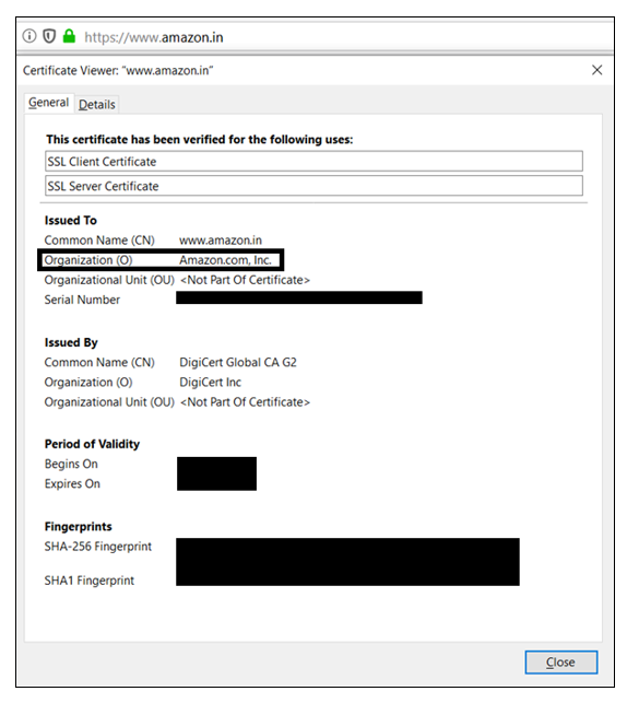 OV SSL certificate example