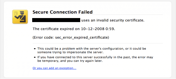 Secure Connection failed error in Firefox
