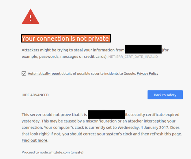 Your connection is not private in Google Chrome