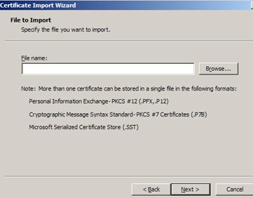 Import Wizard for Certificate