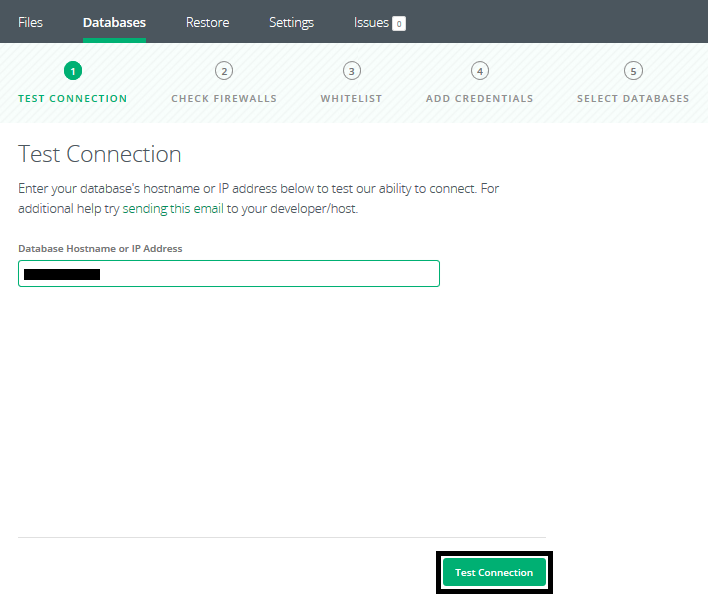 test connection in codeguard