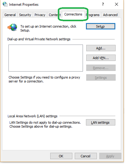 Check Proxy Settings from Internet Properties Settings