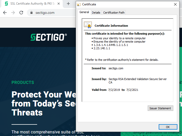 Standard SSL certificate